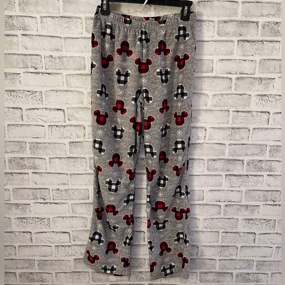 Women’s Disney gray fleece plaid Mickey Mouse pajama pants size XS - Picture 1 of 3